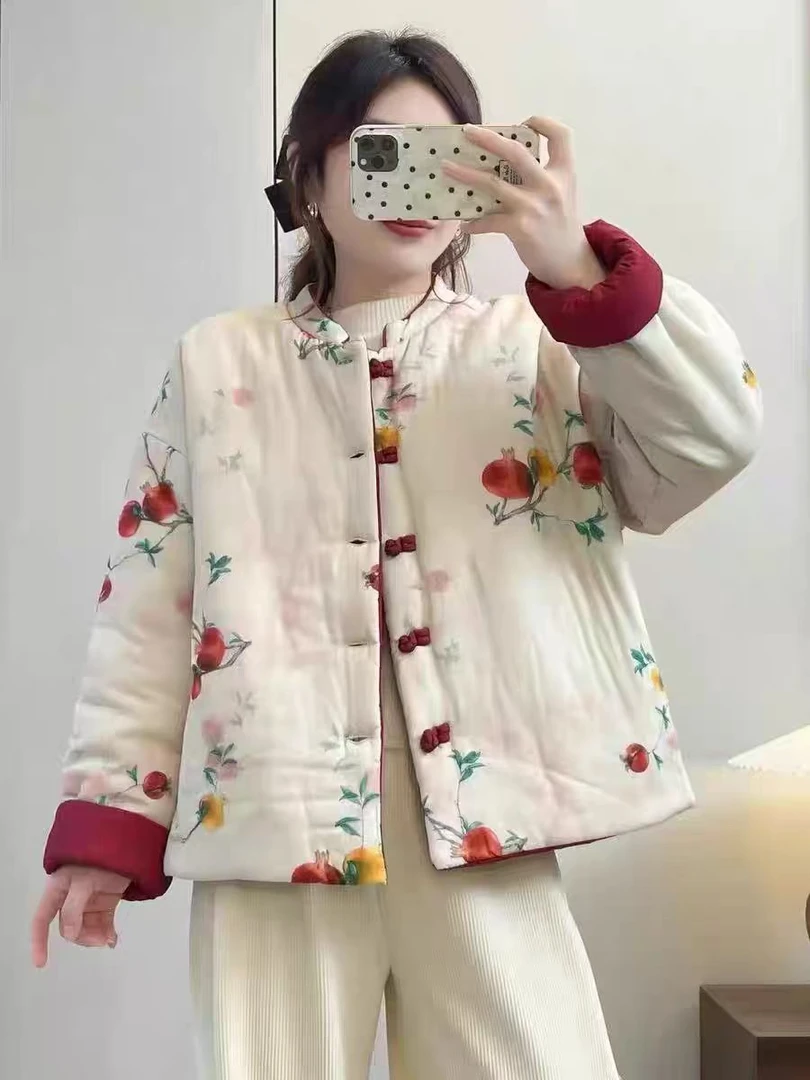 新中式国风复古棉服女宽松显瘦百搭气质双面穿外套