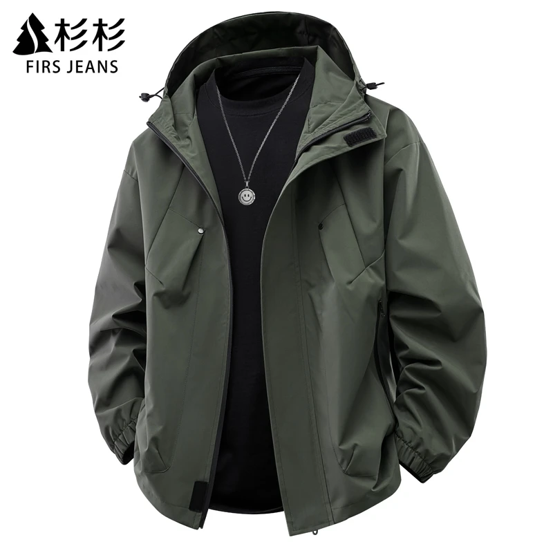 FIRS JEANS杉杉秋季休闲外套男款2025秋冬新款男士连帽工装夹克男
