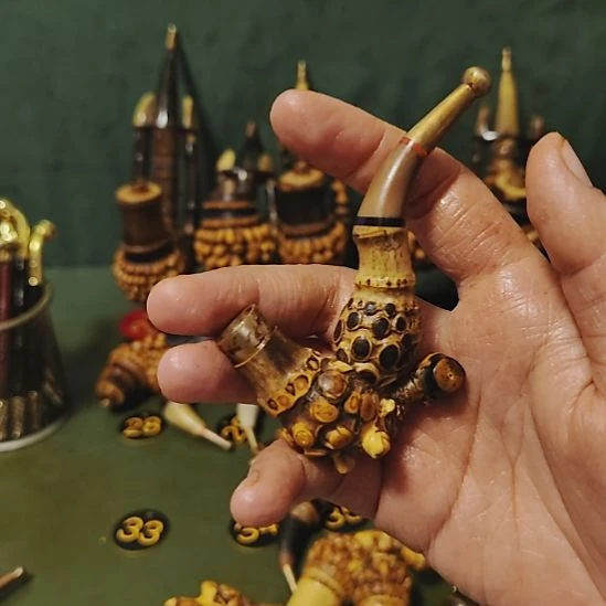 陶***屋贵州特色竹根烟斗工艺品手把件