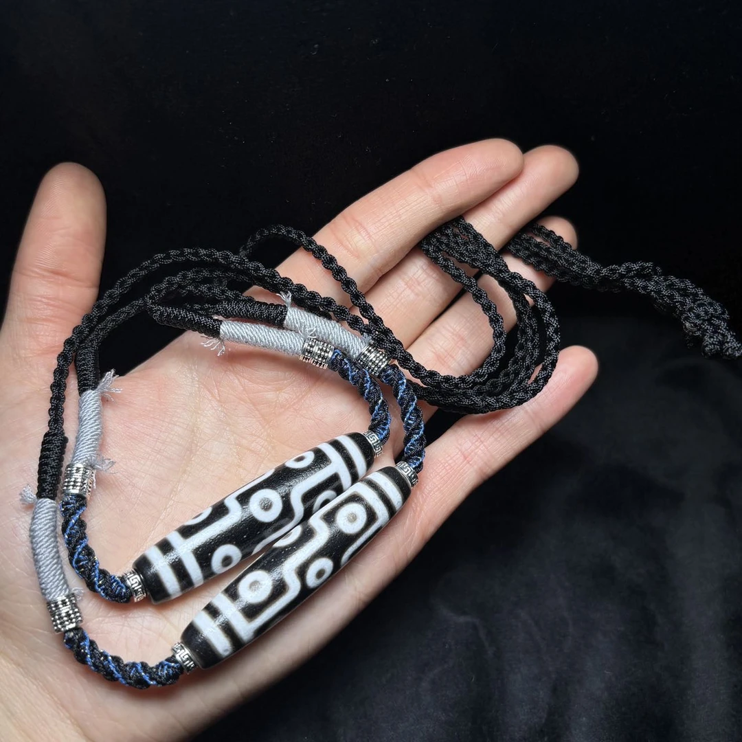 【曹美丽精选】 H24973-玛瑙DIY脖挂（九眼）-多样性发其一-57x13mm