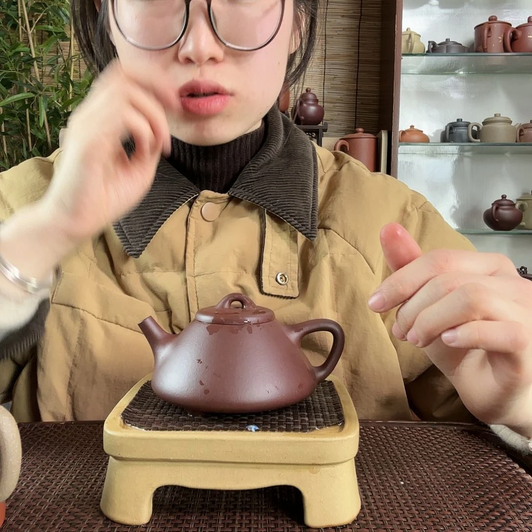 紫砂茶杯中槽清子冶石瓢紫砂壶180CC