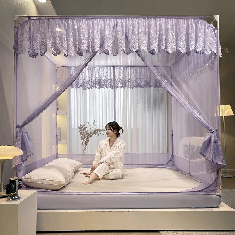 A类婴幼儿童宝宝防摔三开门方顶拉链1.8m蚊帐床笠式加高加密1.5m