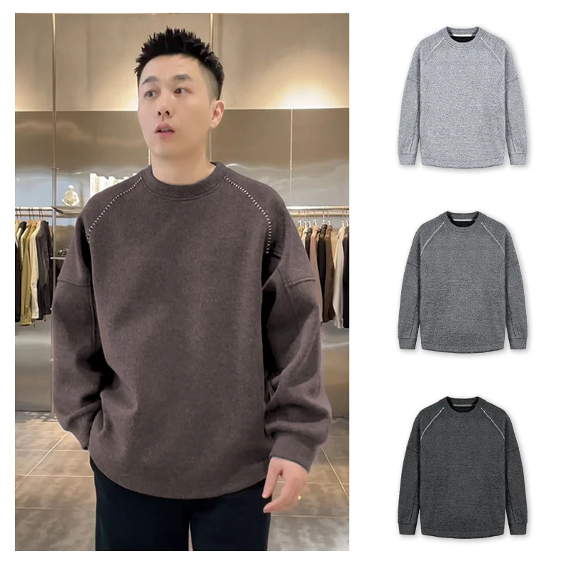 【冬季绵羊毛针织加绒加厚设计师款圆领卫衣】百搭舒适圆领卫衣5172