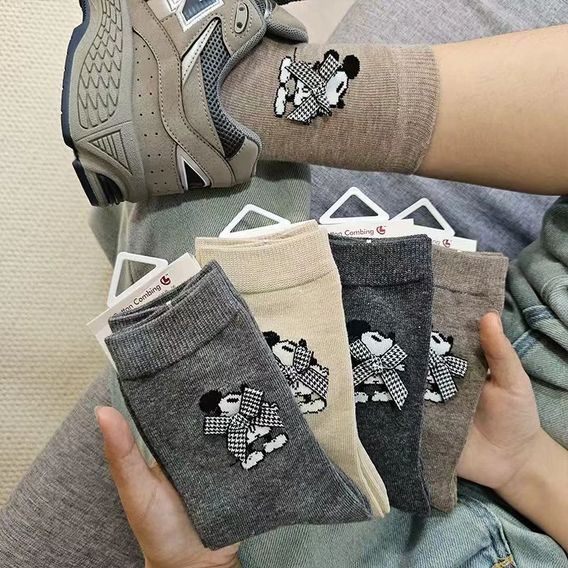 女款秋冬潮流袜子时尚潮流百搭韩版米奇加厚中筒袜堆堆袜子