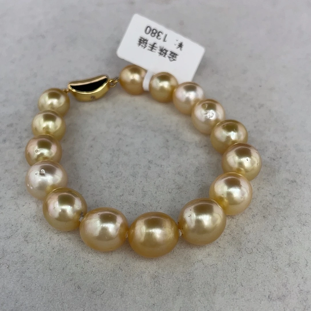 定制海水珍珠未镶嵌裸珠9-10mm南洋金珠手链