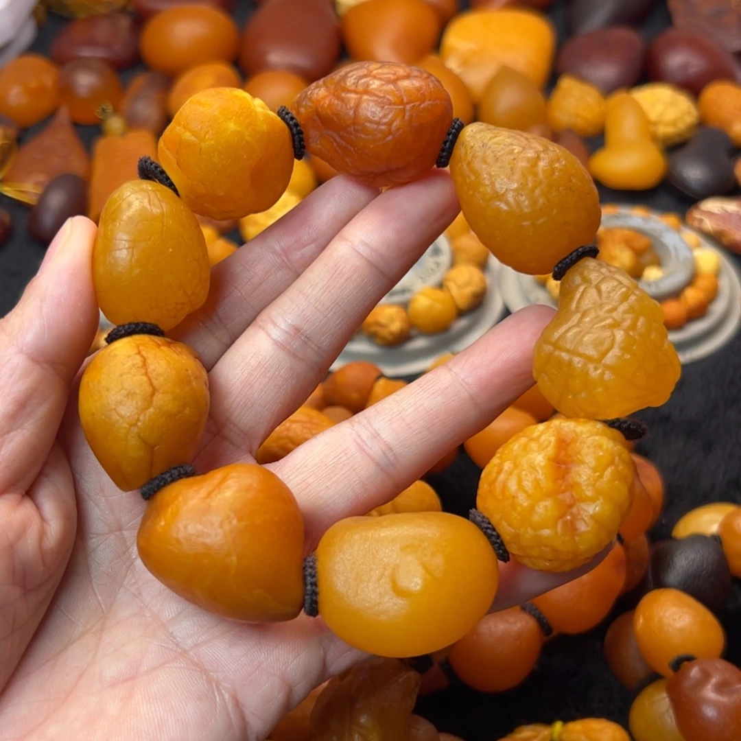 琥珀裸石未镶嵌天然蜜蜡手串
