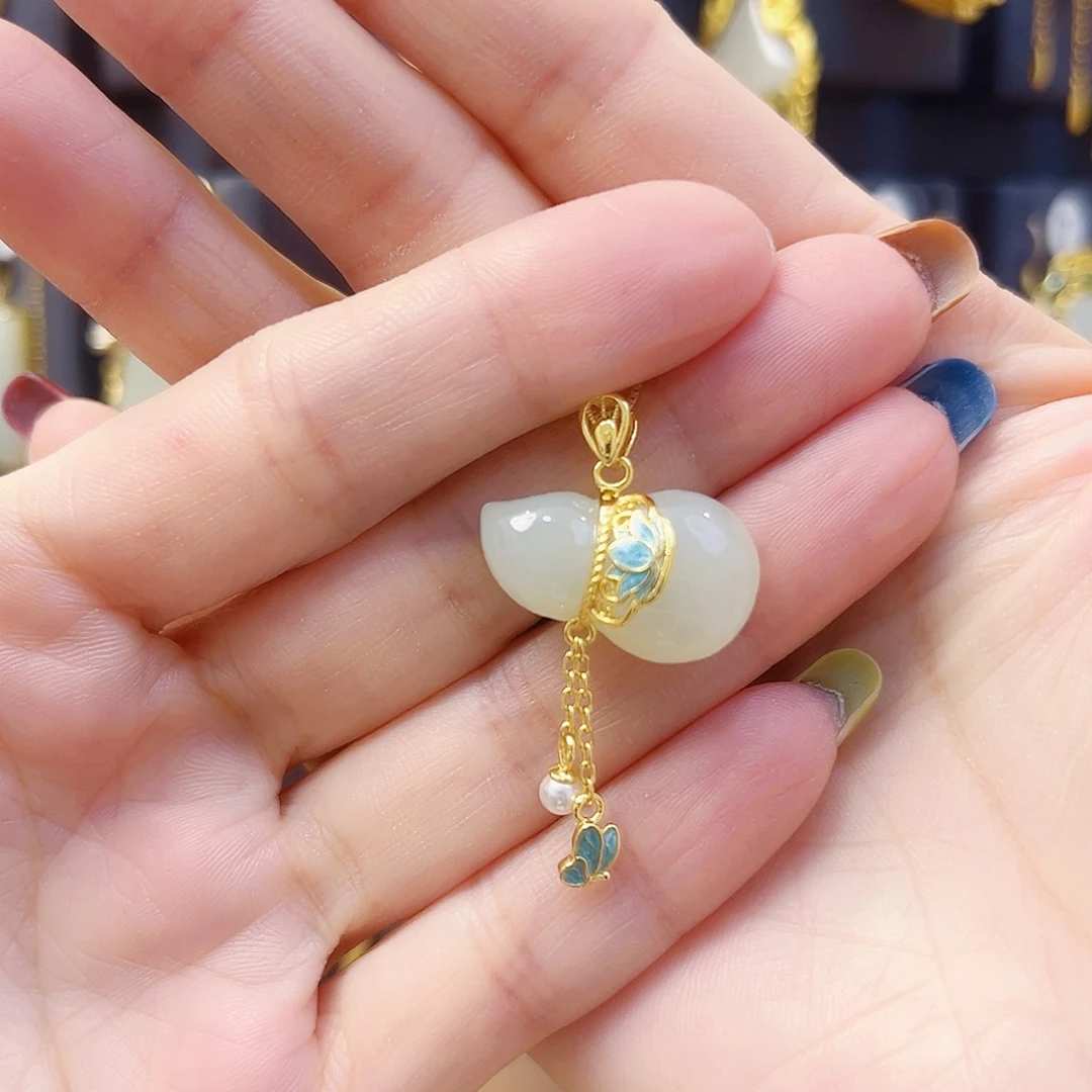 和田玉银S925镀金镶嵌颈饰