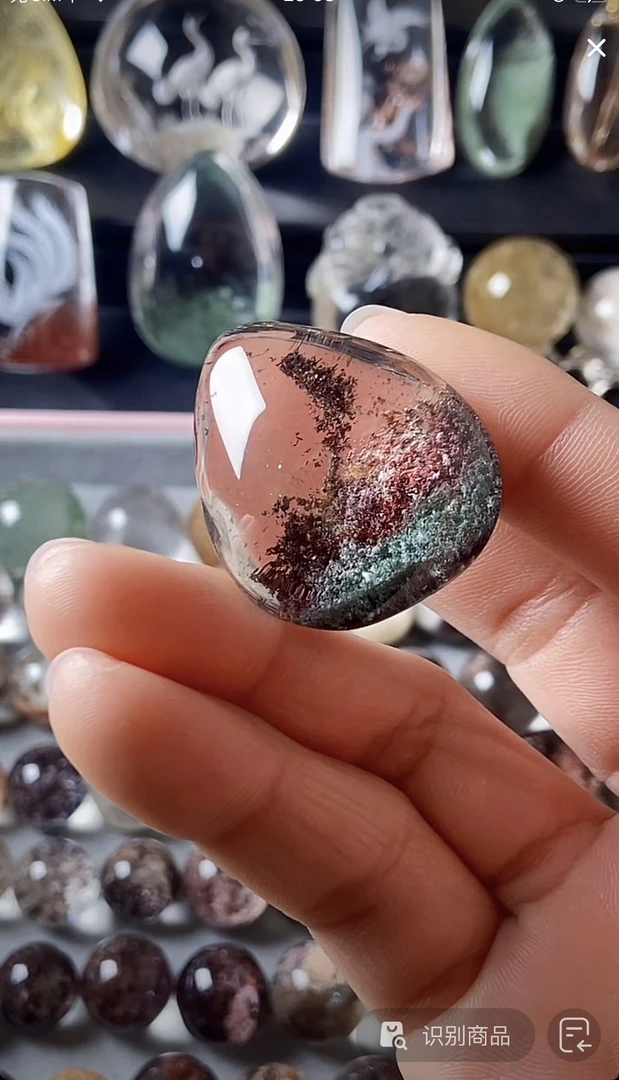 非金属皮质吊坠 水滴 红 绿幽