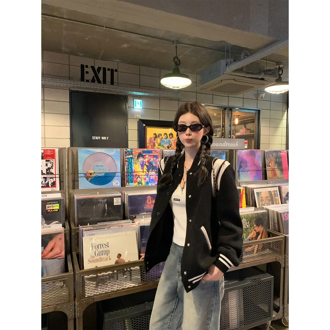 2025秋季新款条纹拼接设计感棒球服外套韩版百搭宽松休闲夹克上衣