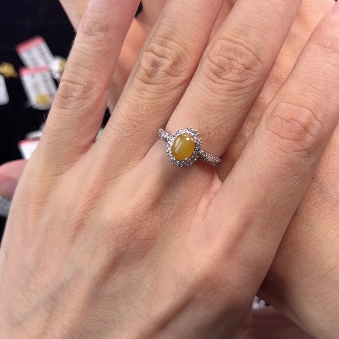 翡翠戒指银S925镶嵌mozxy