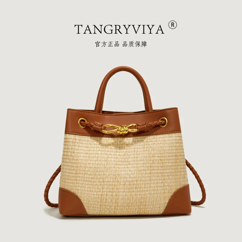 【长23宽7高20】复古休闲百搭简约潮流编织斜挎包1030棕色