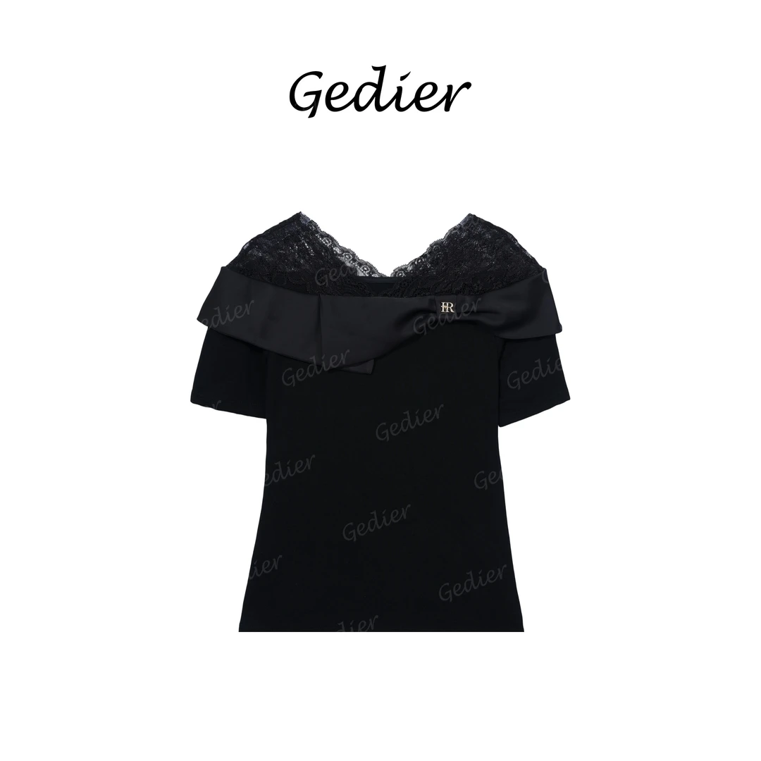 【歌蒂尔】夏季蕾丝拼接设计短袖T恤 TG520661Y