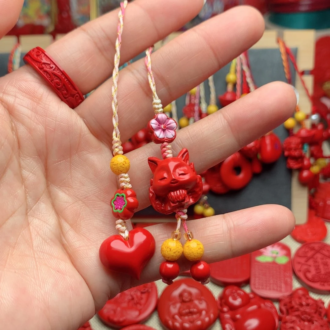 天然辰砂工艺品朱砂手机坠