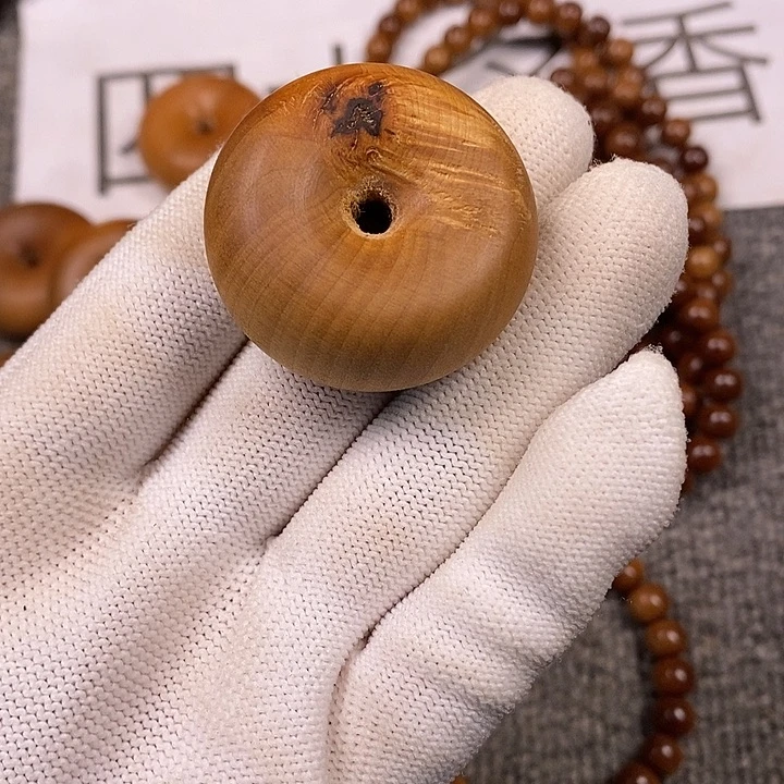 檀香木手串/手链老山檀香厚的平安扣瑕疵