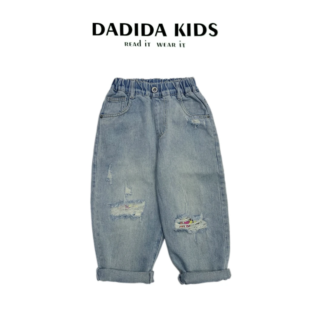 春季上新男童“春野之乱”破洞文艺休闲牛仔裤905300015