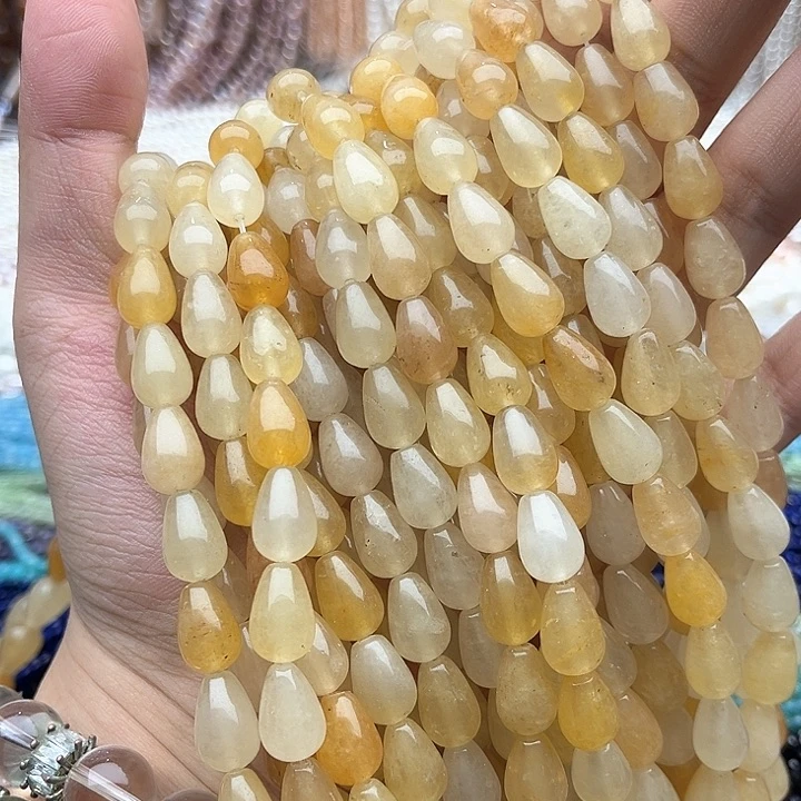 未镶嵌玛瑙/玉髓珠宝半成品一条8/12mm左右黄东陵水滴