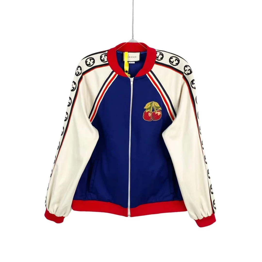 95新 GUCCI/古驰  ff213 棉/聚酯纤维 串标logo校服外套 L码
