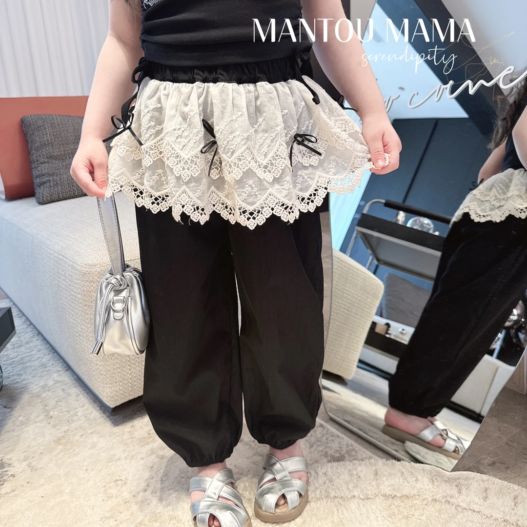【Mt studio】【现货】蕾丝裙摆休闲裤女童夏季舒适休闲百搭防蚊长裤