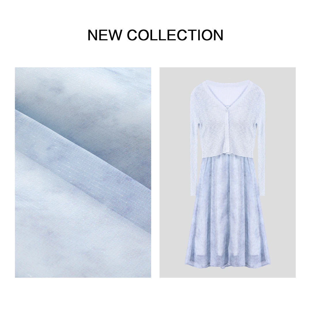 【龙哥专属】浅蓝渐变针织外披+同色系渐变连衣裙 D3F28196  8196