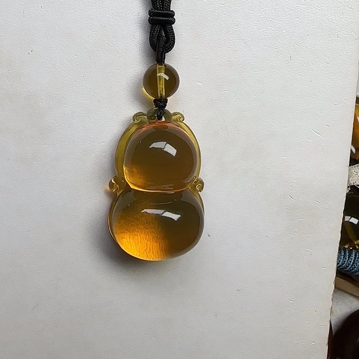 蓝珀颈饰未镶嵌天然缅甸蓝珀葫芦吊坠16克