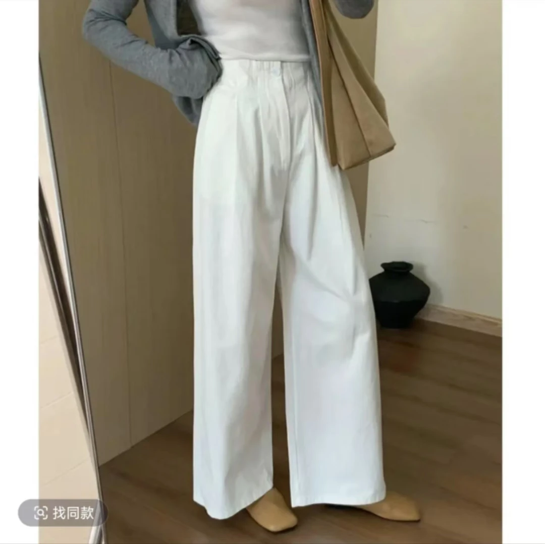 酵洗加柔宽松阔腿裤女款百搭直筒显瘦休闲长裤
