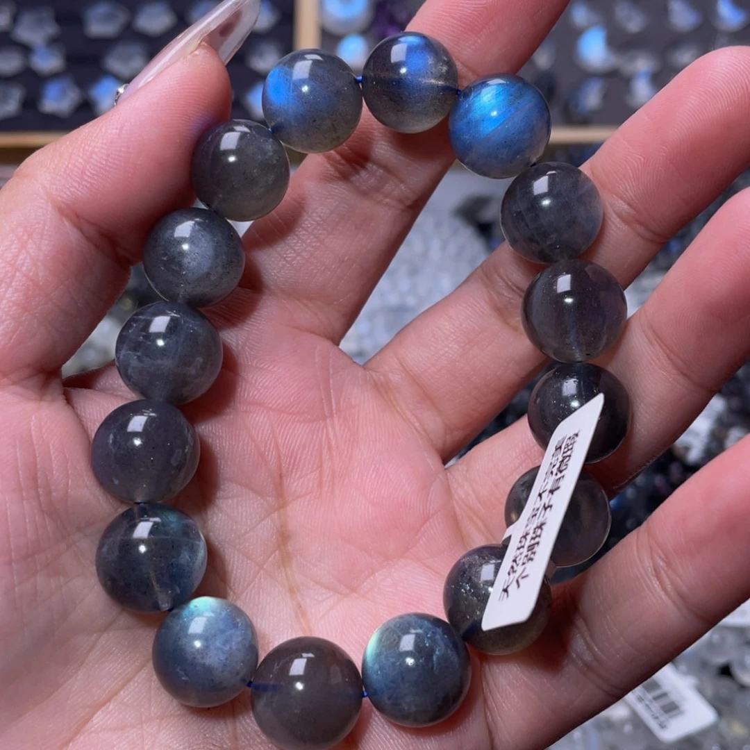 拉长石手链未镶嵌大***生拉长石手链13mm