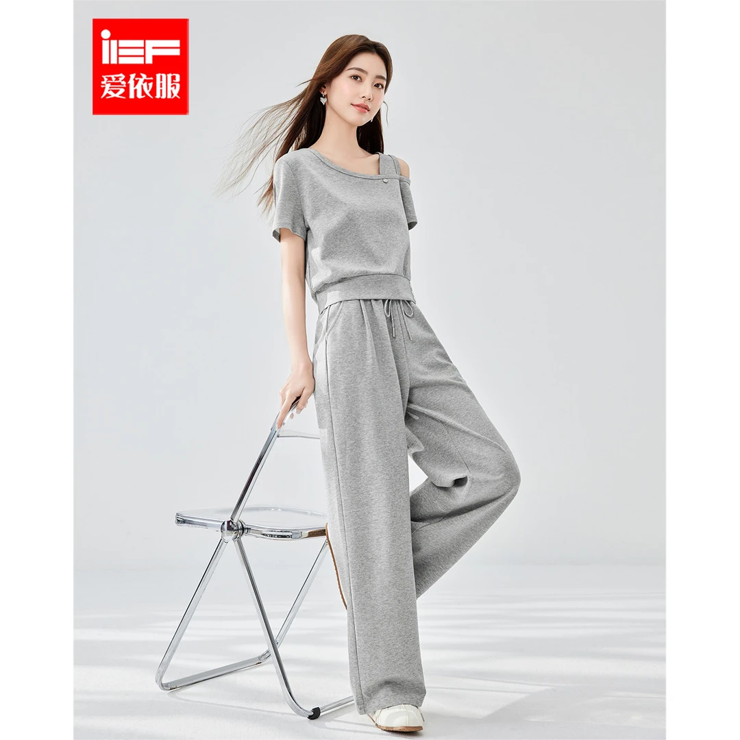 IEF/爱依服套装2025夏季新款韩版休闲运动风百搭上下套裤流光风