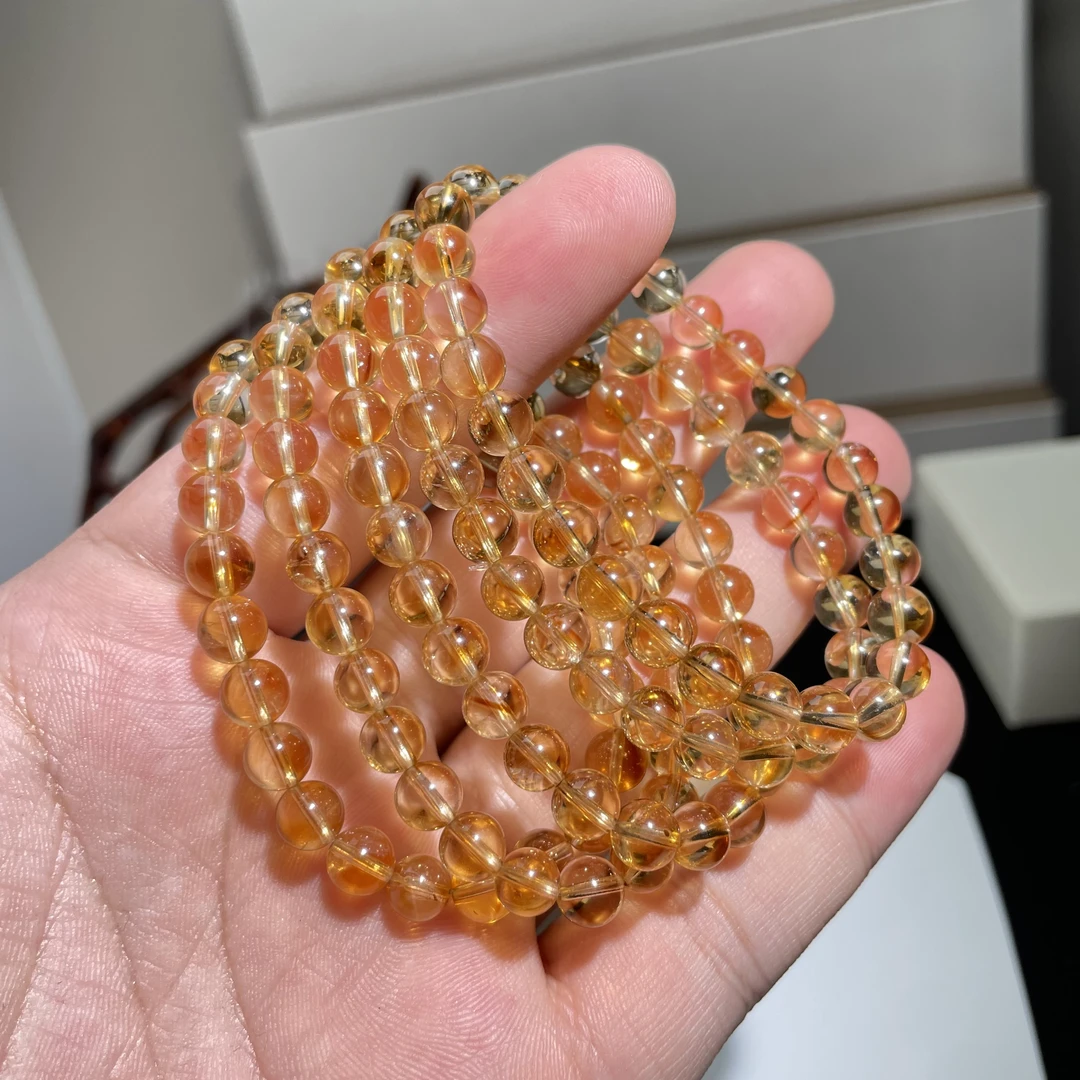 高净玻璃体暴力黄水晶手串6mm多样性发其一 KT24102703
