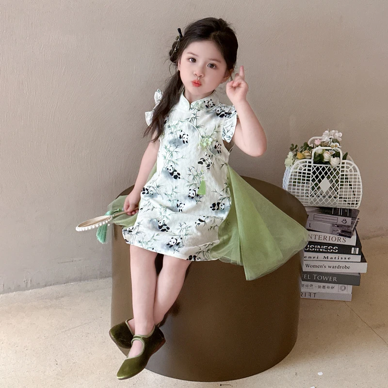 女童新中式连衣裙2025新款儿童公主裙洋气国风旗袍裙宝宝周岁礼服