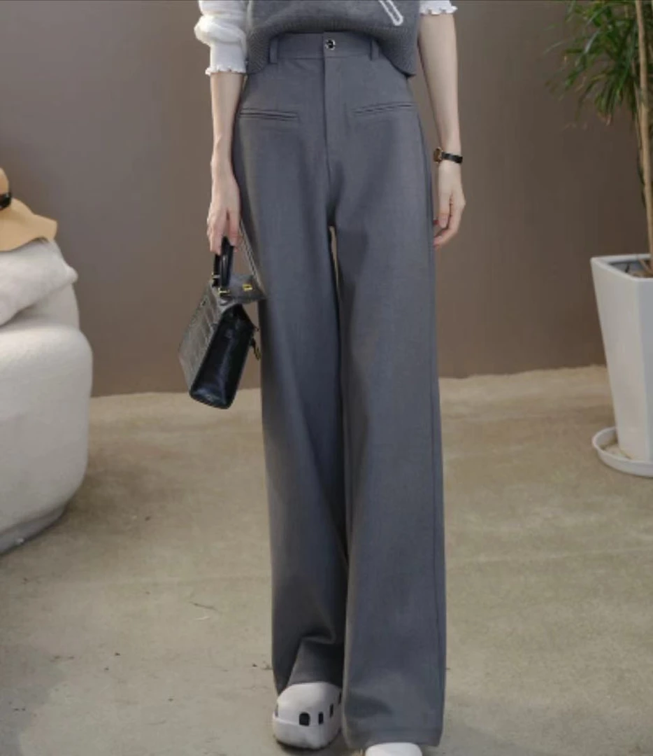 CYM1254时尚高级感秋冬季法式设计宽松直筒阔腿裤