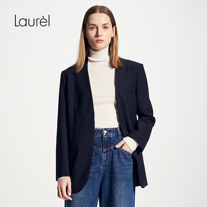 【星线好物】Laurel劳芮25春新款微宽肩无领西装女LWD3