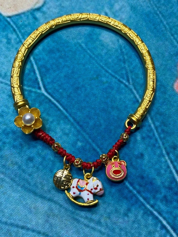 铜合金古法～卡通吊坠～手镯时尚手工国风编织国潮