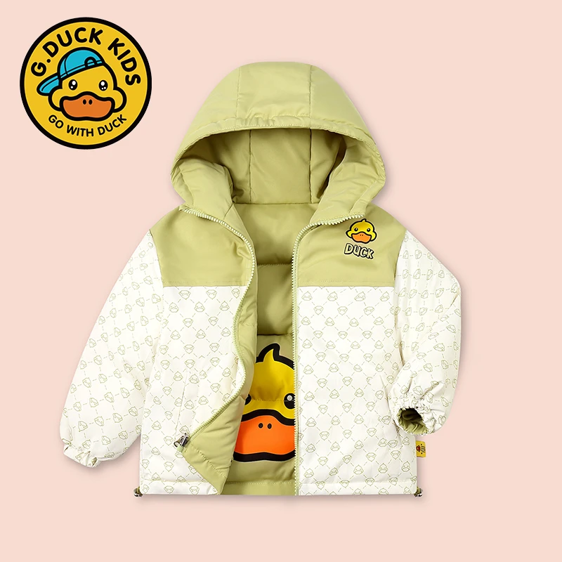 小黄双面正品儿童女童服秋冬新款男童连帽加厚冬季棉袄外套