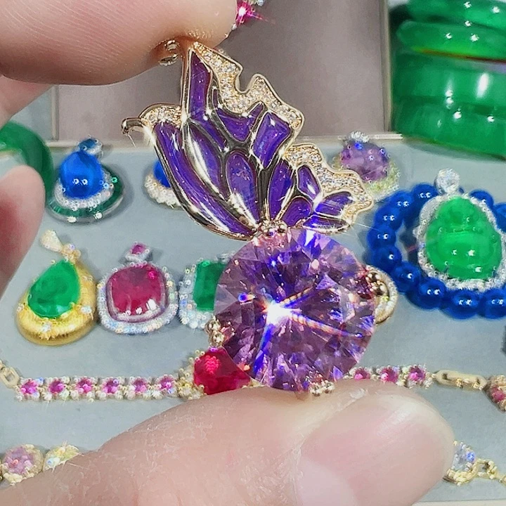 钨金红色蓝色满钻镶嵌