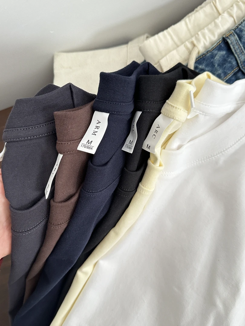 【2件装】纯色净版纯棉短袖T恤男女款宽松休闲时尚半袖内搭高级230g