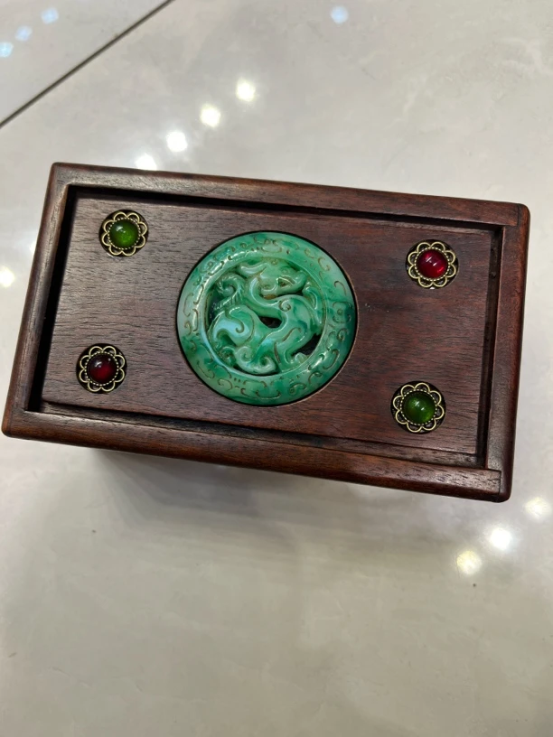老物件花梨木镶嵌机关盒，14*8*6