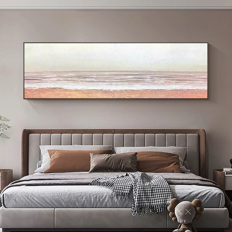 Y 侘寂风客厅装饰画原木风抽象沙发挂画卧室床头沙滩海浪40150
