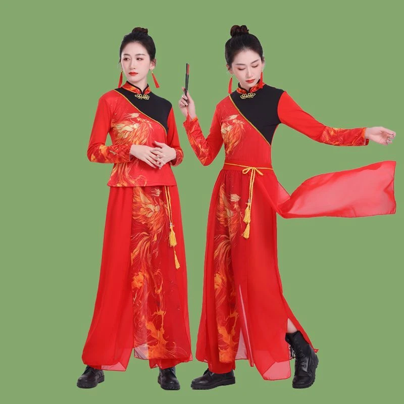 西藏新疆包邮成人打鼓服中国风国潮演出服现代舞喜庆秧歌舞蹈服走