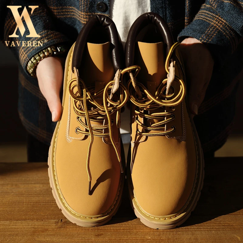 新款马丁靴男经典大黄靴英伦风简约潮流厚底复古工装沙漠靴