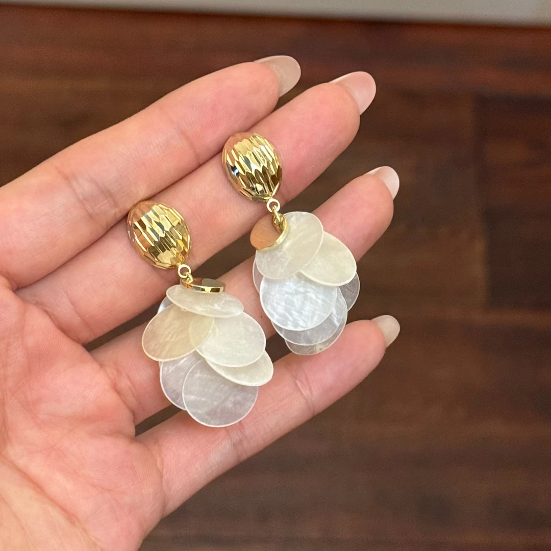 铜合金贝壳耳饰 K0234水滴/铃铛耳环百搭小众设计感超仙饰品法式