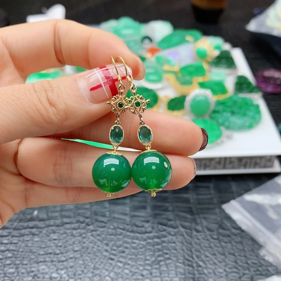 【闪购商品】翡翠耳饰银S925镶嵌，