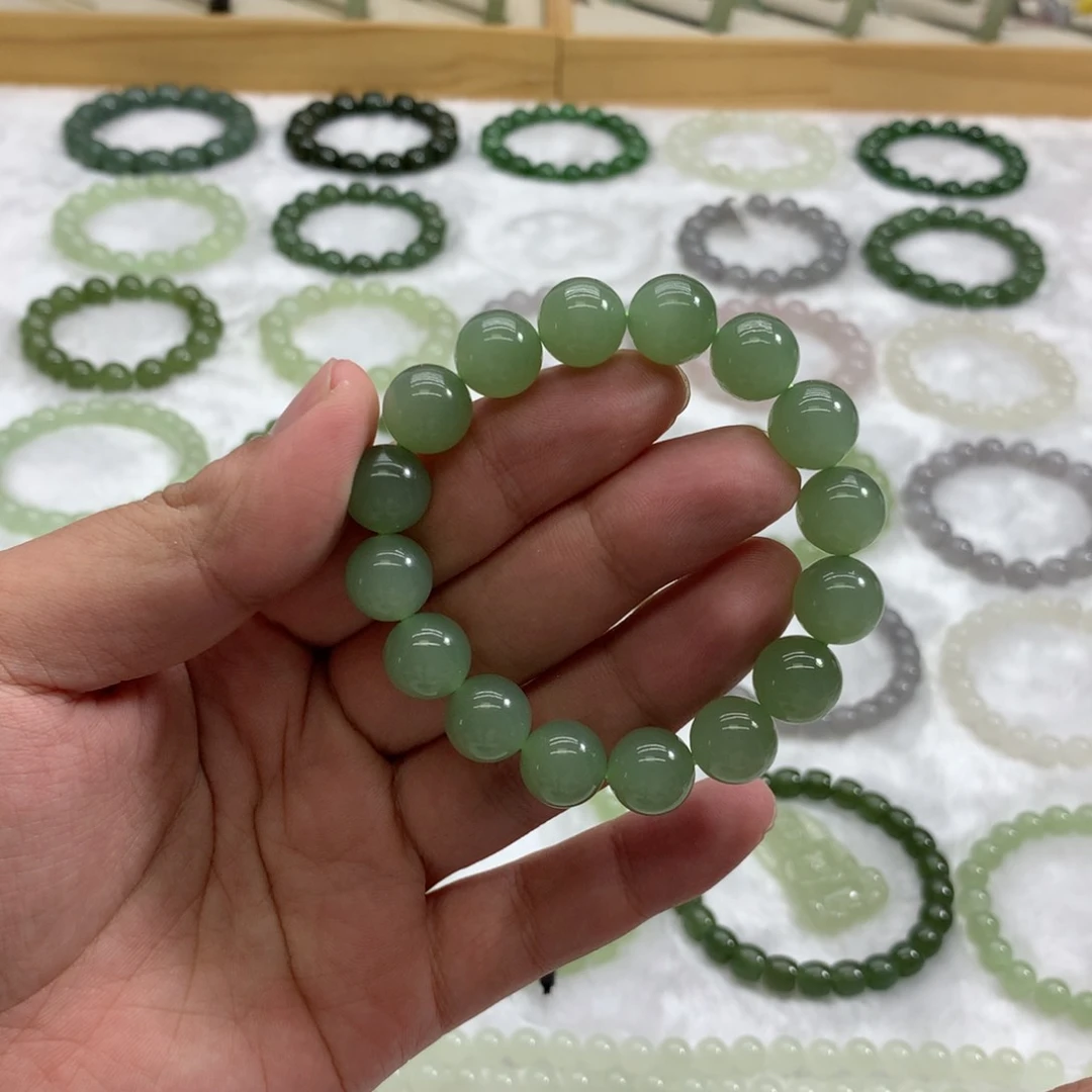 未镶嵌手串和田玉（冰晴绿12）