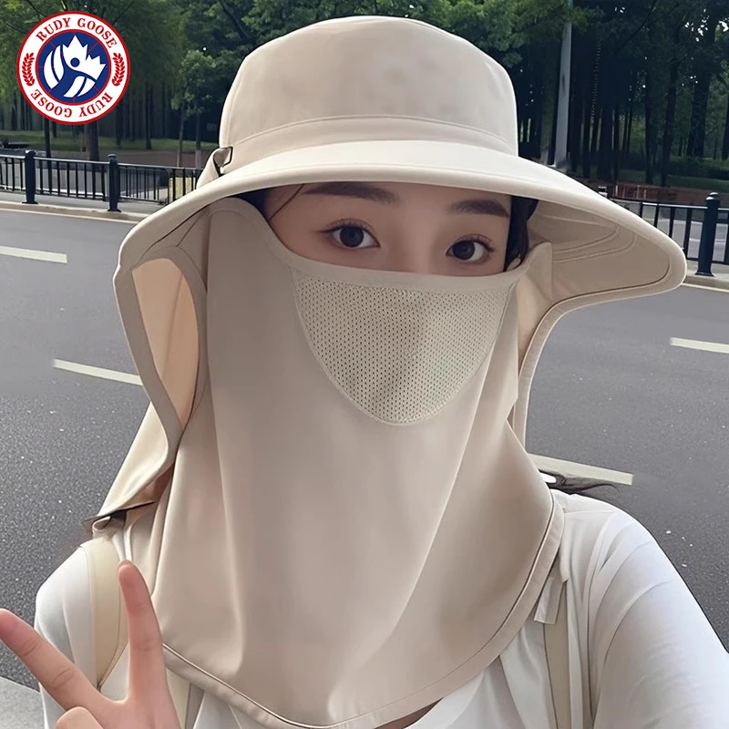 加拿大防晒帽透气遮脸面罩护颈一体太阳帽防紫外线户外遮阳帽女夏