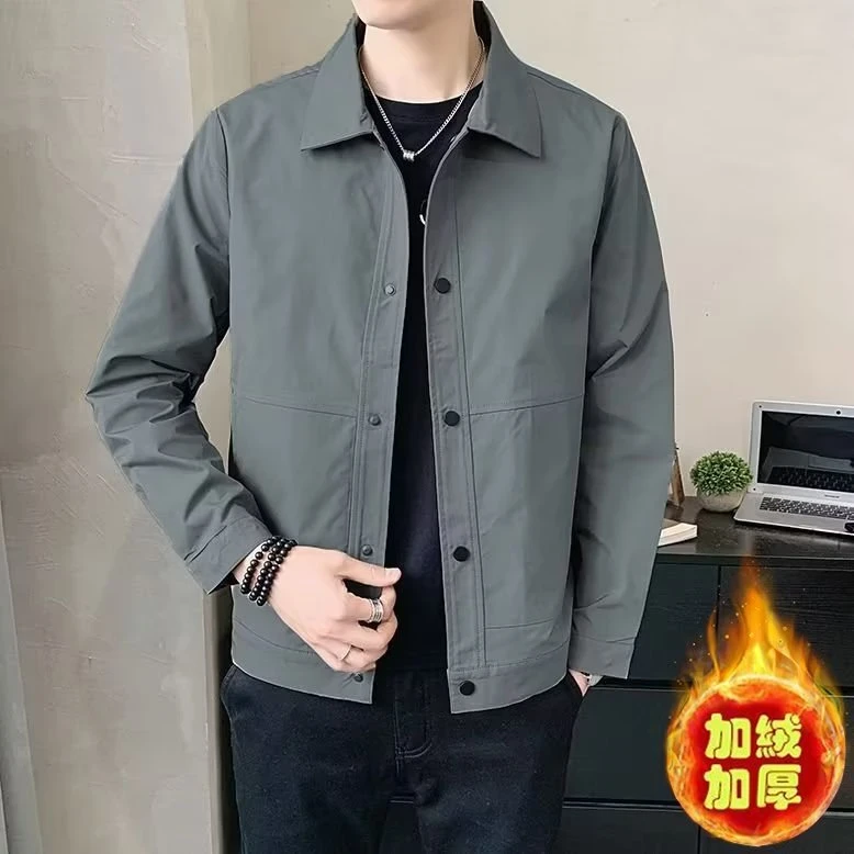 秋装新款帅气休闲翻领夹克男式宽松大码潮流韩版春秋外套工装百搭