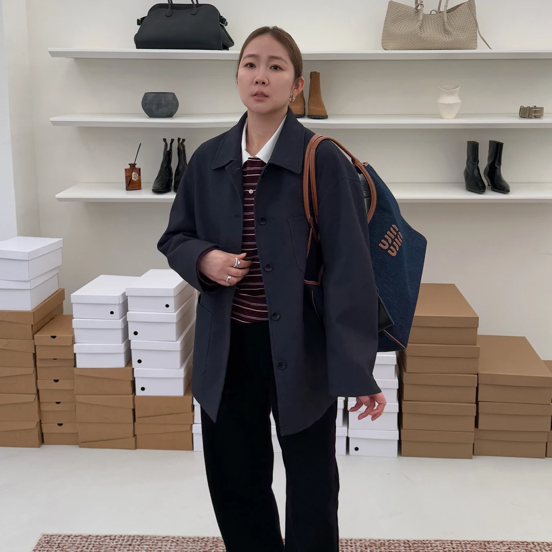 widelia秋季8125韩版宽松时尚翻领复古外套休闲外套
