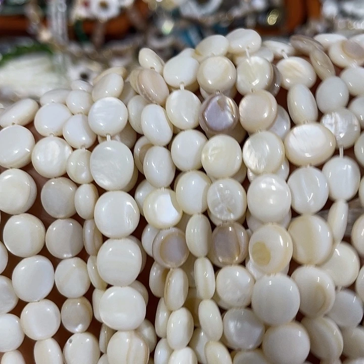 玛瑙/玉髓合金珠宝半成品2条8mm贝壳圆豆豆