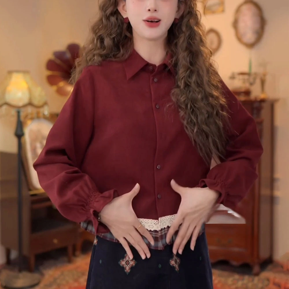 港风复古气质衬衫女2025秋季新款高级感修身显瘦洋气内搭衬衣上衣