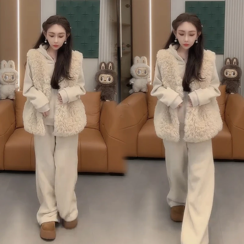 2025秋冬新款时尚显瘦气质网红高档套装女高级百搭宽松大码三件套