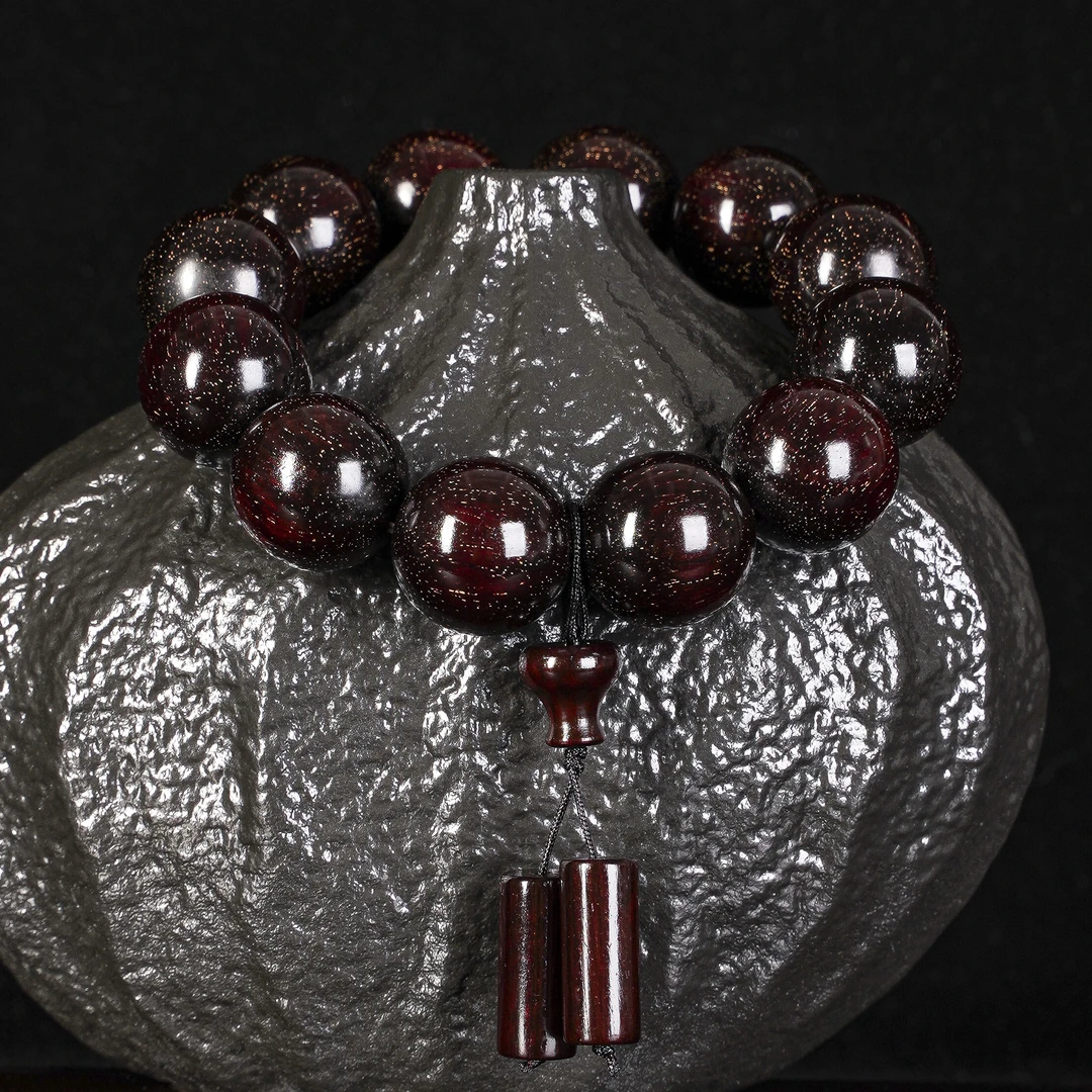 【传世款】2.0*12单圈大爆星天然野老料正宗印度小叶紫檀文玩手串