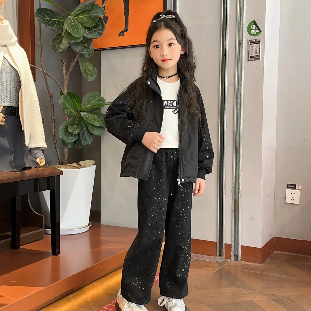 女童春季新款洋气时髦两件套2025女孩春秋童装休闲套装中大童